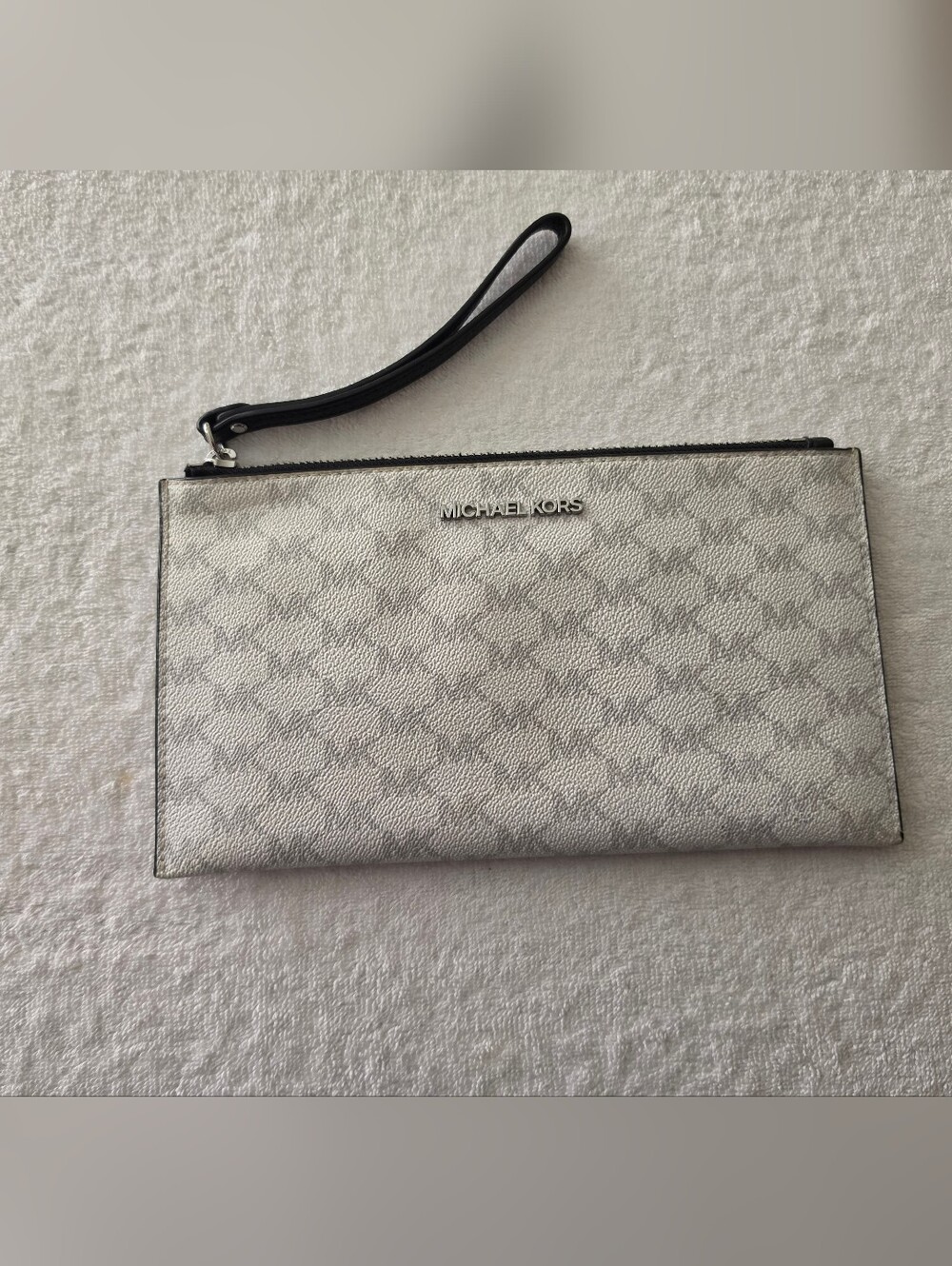 Michael Kors Silver Logo Wristlet Clutch